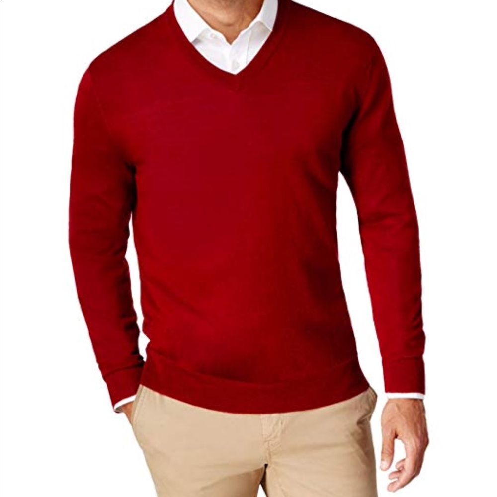 ROBERT BRUCE Men’s Red wool V neck sweater